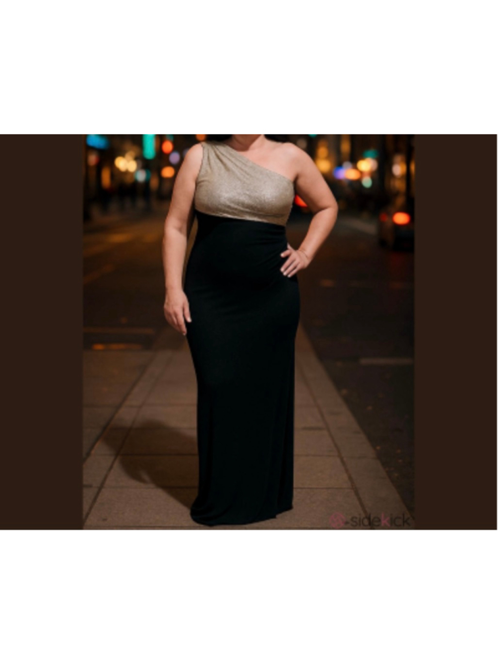 Women's Lauren Ralph Lauren One Shoulder Dress Size 10 Black Gold NWT